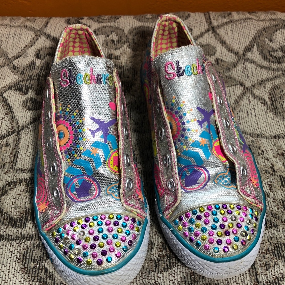 Skechers Kids' Colorful Silver Sneakers